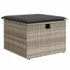  6 részes világosszürke polyrattan kerti ülőgarnitúra párnákkal