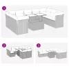  10 részes fekete polyrattan kerti ülőgarnitúra párnákkal