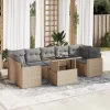  8 részes bézs polyrattan kerti ülőgarnitúra párnával