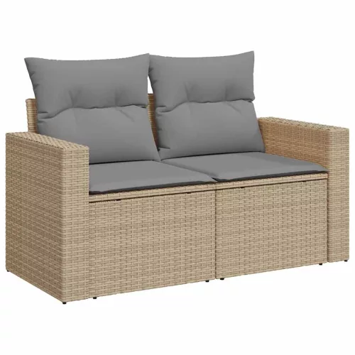  5 részes bézs polyrattan kerti ülőgarnitúra párnákkal