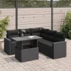  6 részes fekete polyrattan kerti ülőgarnitúra párnákkal