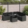  7 részes fekete polyrattan kerti ülőgarnitúra párnával