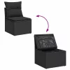  7 részes fekete polyrattan kerti ülőgarnitúra párnával