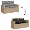  7 részes bézs polyrattan kerti ülőgarnitúra párnákkal