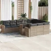  11 részes szürke polyrattan kerti ülőgarnitúra párnákkal