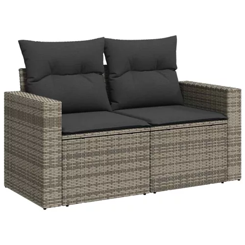  11 részes szürke polyrattan kerti ülőgarnitúra párnákkal