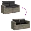  11 részes szürke polyrattan kerti ülőgarnitúra párnákkal
