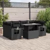  7 részes fekete polyrattan kerti ülőgarnitúra párnával