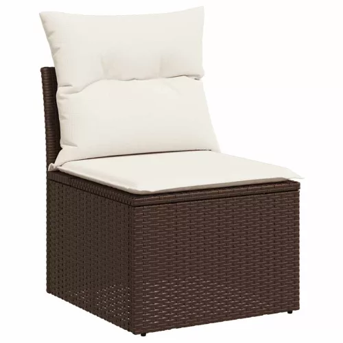  7 részes barna polyrattan kerti ülőgarnitúra párnákkal
