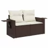  7 részes barna polyrattan kerti ülőgarnitúra párnákkal