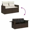  7 részes barna polyrattan kerti ülőgarnitúra párnákkal