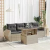  5 részes világosszürke polyrattan kerti ülőgarnitúra párnákkal