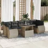  8 részes világosszürke polyrattan kerti ülőgarnitúra párnával