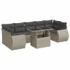  8 részes világosszürke polyrattan kerti ülőgarnitúra párnával