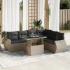  7 részes szürke polyrattan kerti ülőgarnitúra párnákkal