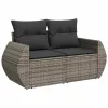  7 részes szürke polyrattan kerti ülőgarnitúra párnákkal