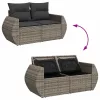  7 részes szürke polyrattan kerti ülőgarnitúra párnákkal
