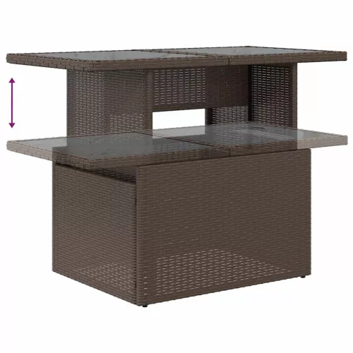  9 részes barna polyrattan akácfa kerti ülőgarnitúra párnákkal