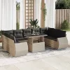  10 részes világosszürke polyrattan kerti ülőgarnitúra párnákkal