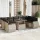  10 részes világosszürke polyrattan kerti ülőgarnitúra párnákkal