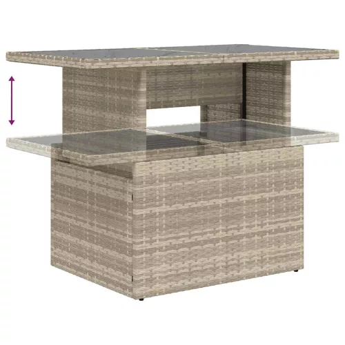 10 részes világosszürke polyrattan kerti ülőgarnitúra párnákkal