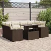  7 részes barna polyrattan kerti ülőgarnitúra párnákkal