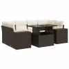  7 részes barna polyrattan kerti ülőgarnitúra párnákkal