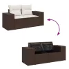  7 részes barna polyrattan kerti ülőgarnitúra párnákkal