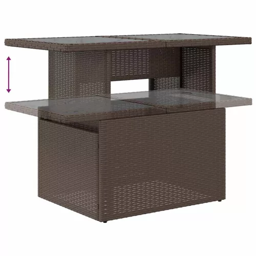  6 részes barna polyrattan akácfa kerti ülőgarnitúra párnával