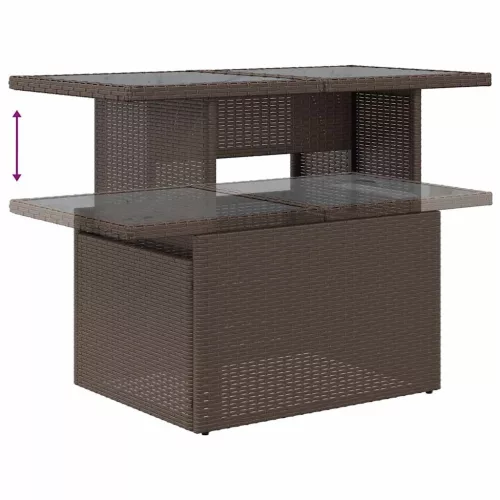  5 részes barna polyrattan akácfa kerti ülőgarnitúra párnával