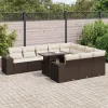  11 részes barna polyrattan kerti ülőgarnitúra párnákkal