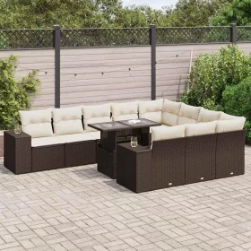    11 részes barna polyrattan kerti ülőgarnitúra párnákkal