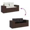  11 részes barna polyrattan kerti ülőgarnitúra párnákkal