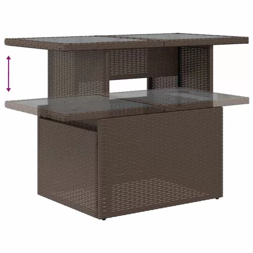  11 részes barna polyrattan kerti ülőgarnitúra párnákkal