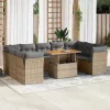 10 részes bézs polyrattan kerti ülőgarnitúra párnával
