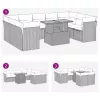  10 részes bézs polyrattan kerti ülőgarnitúra párnával