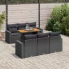  7 részes fekete polyrattan kerti ülőgarnitúra párnával
