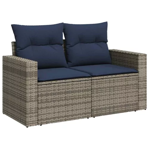  5 részes szürke polyrattan kerti ülőgarnitúra párnákkal