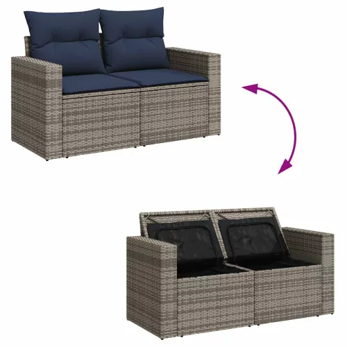  5 részes szürke polyrattan kerti ülőgarnitúra párnákkal