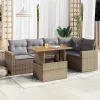  6 részes bézs polyrattan kerti ülőgarnitúra párnával
