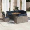  9 részes szürke polyrattan kerti ülőgarnitúra párnákkal