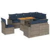  9 részes szürke polyrattan kerti ülőgarnitúra párnákkal