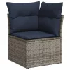  9 részes szürke polyrattan kerti ülőgarnitúra párnákkal