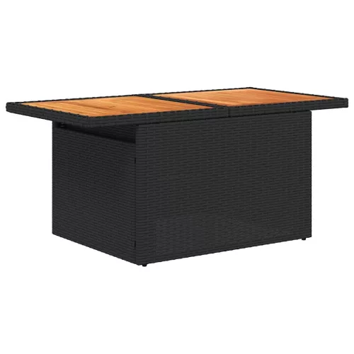  7 részes fekete polyrattan kerti ülőgarnitúra párnával