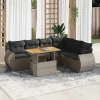  7 részes szürke polyrattan kerti ülőgarnitúra párnákkal