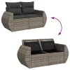  7 részes szürke polyrattan kerti ülőgarnitúra párnákkal