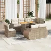  9 részes bézs polyrattan kerti ülőgarnitúra párnákkal