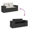  5 részes fekete polyrattan kerti kanapészett párnákkal