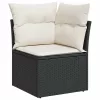  7 részes fekete polyrattan kerti ülőgarnitúra párnával