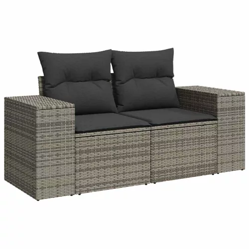  7 részes szürke polyrattan kerti ülőgarnitúra párnákkal